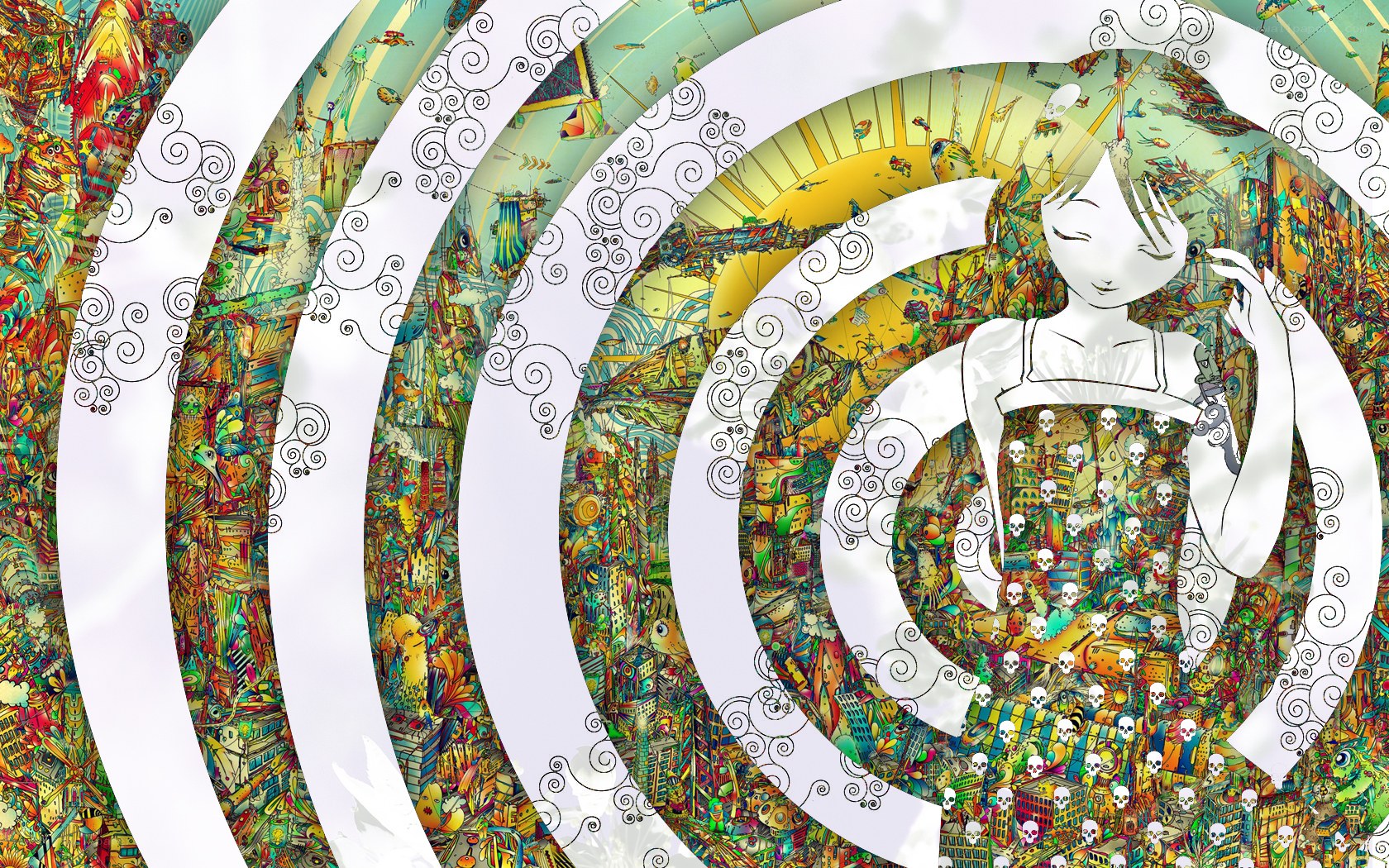 colorful spiral city illustration