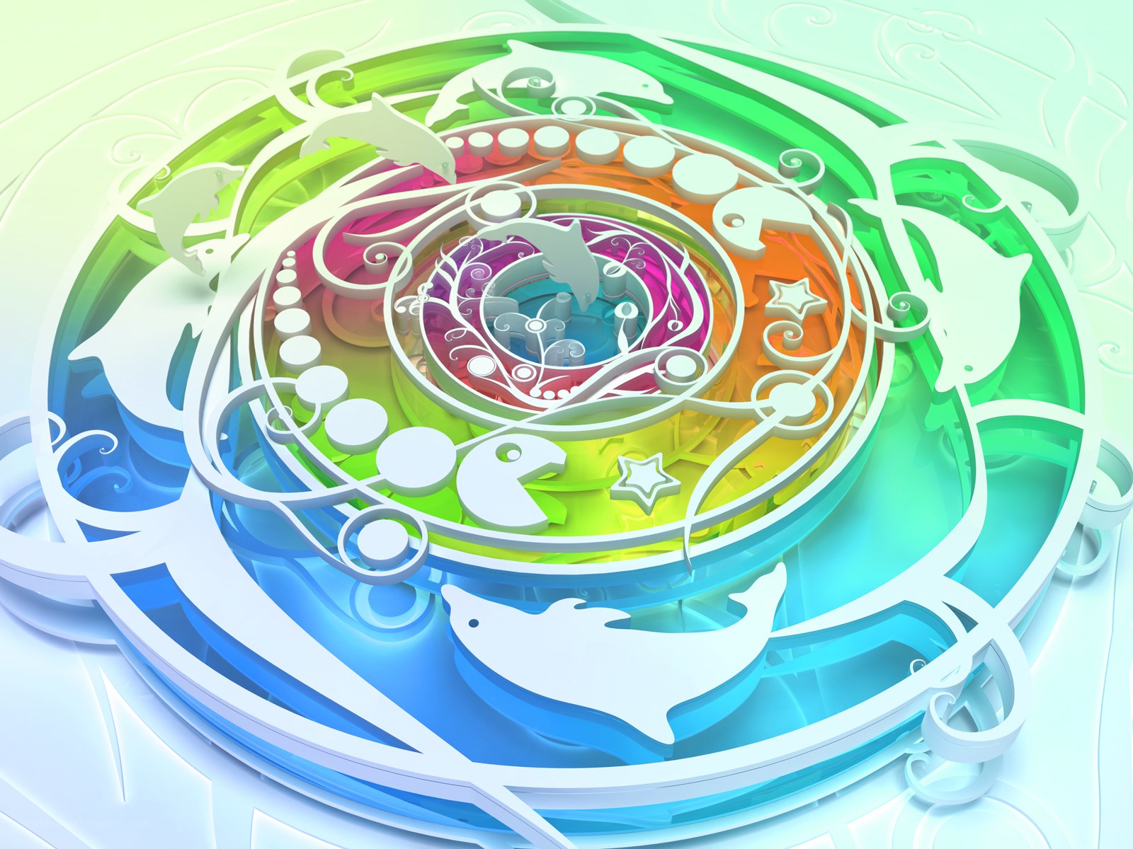 Colorful spiral dolphin design