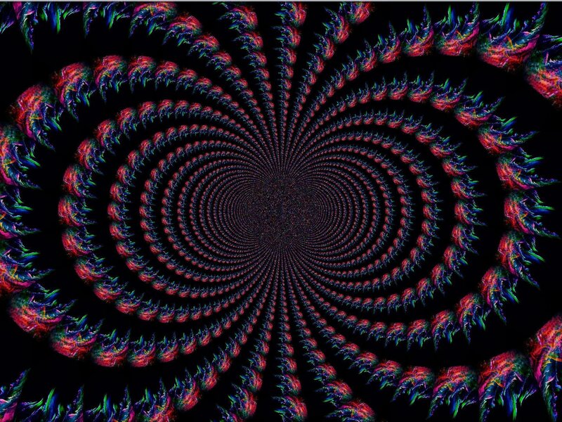 Colorful Spiral Fractal — Black, Hypnotic, Abstract
