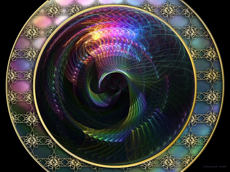 Colorful Spiral Fractal — Black, Hypnotic