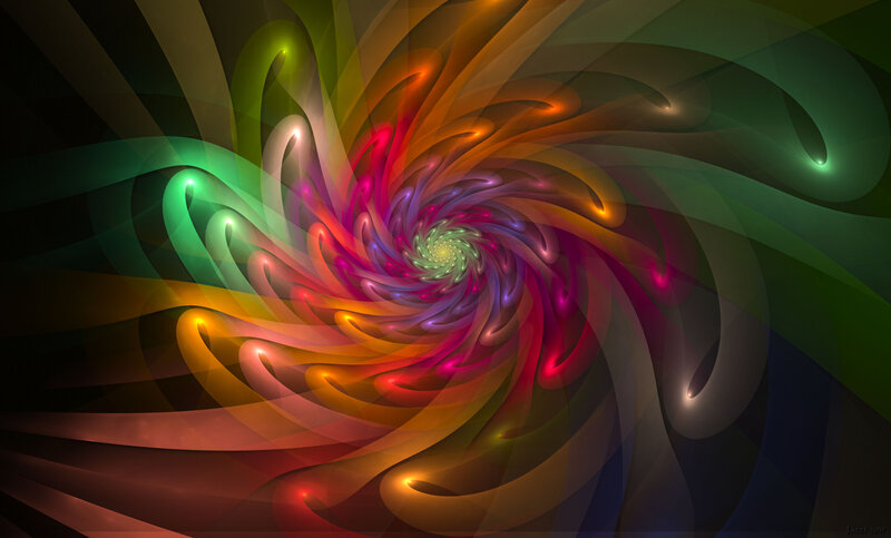 Colorful Spiral Fractal — Green, Dynamic