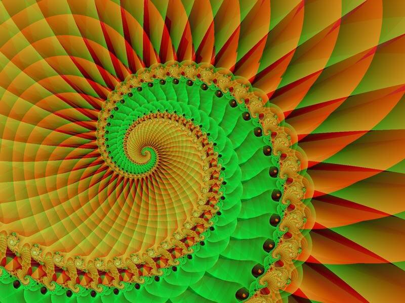 Colorful Spiral Fractal — Green, Hypnotic