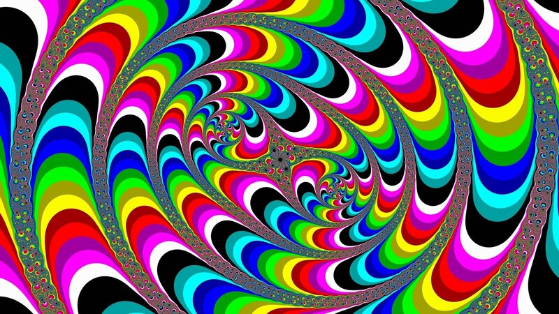 Colorful Spiral Fractal — Red, Hypnotic, Abstract