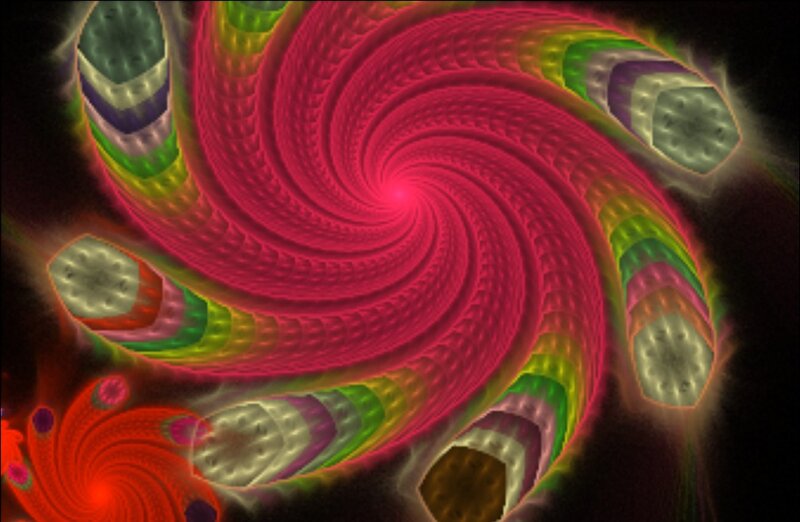 Colorful Spiral Fractal — Red, Hypnotic