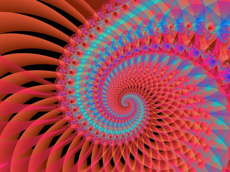 Colorful Spiral Fractal — Red