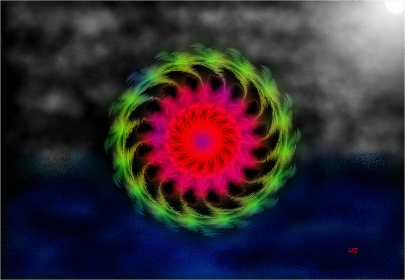 Colorful Spiral Mandala — Red