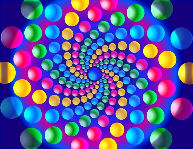 Colorful spiral of spheres