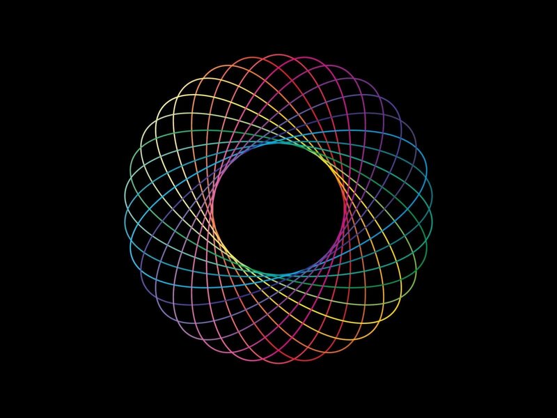 Colorful Spiral Pattern — Black, Calm, Abstract, Rainbow