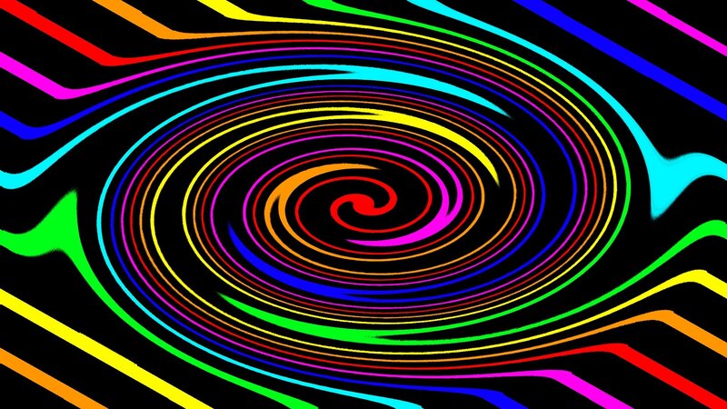 Colorful Spiral Pattern — Black, Hypnotic, Abstract
