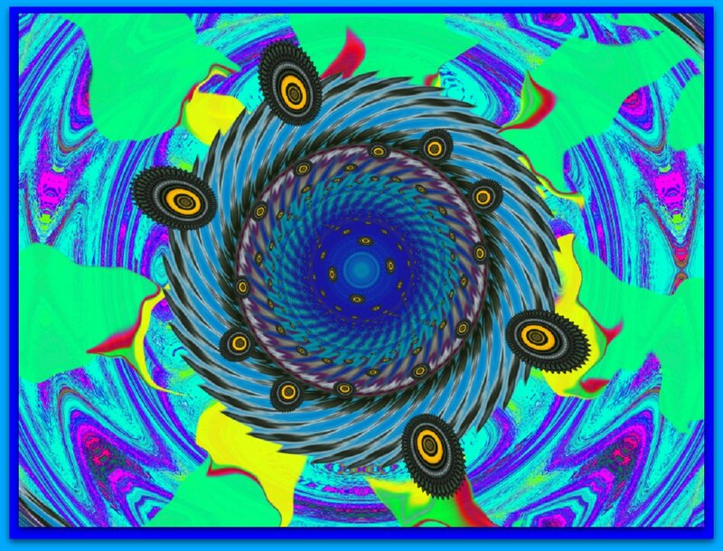 Colorful Spiral Pattern — Blue, Hypnotic, Abstract, Circles, Tire Treads