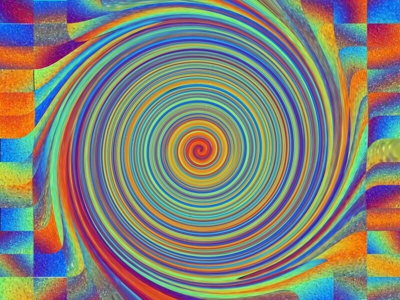 Colorful Spiral Pattern — Blue, Hypnotic, Abstract, Colors, Grid