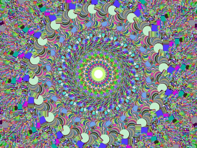 Colorful Spiral Pattern — Green, Hypnotic, Abstract, Circles, Squares