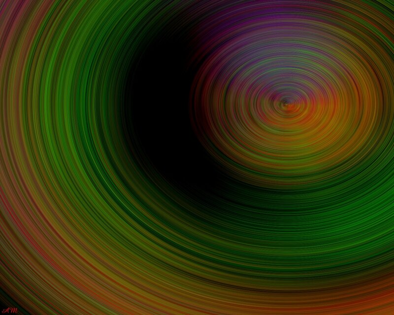Colorful Spiral Pattern — Green, Hypnotic, Abstract, Colors, Black Center