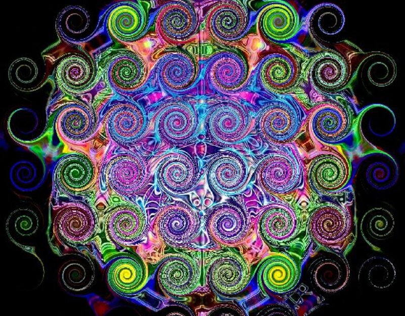 Colorful Spiral Pattern — Green, Hypnotic, Abstract, Spirals, Mandala