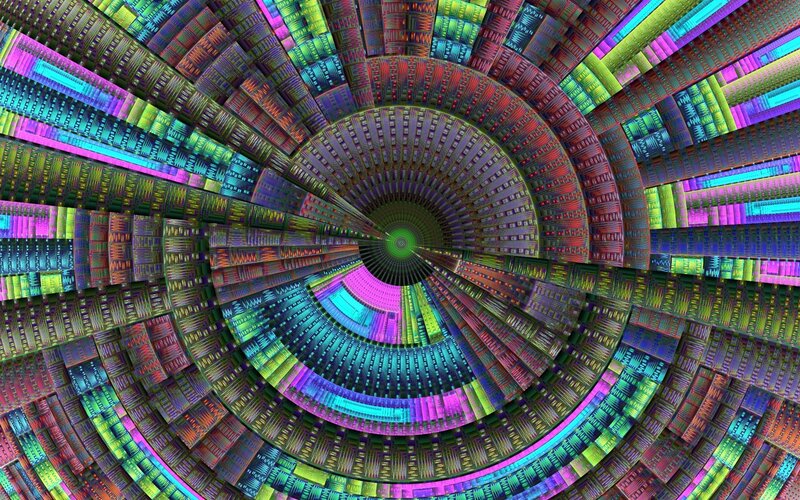 Colorful Spiral Pattern — Green, Hypnotic, Digital Art, Fractal
