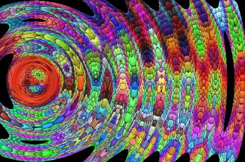 Colorful Spiral Pattern — Red, Vibrant, Abstract, Colors, Black Background