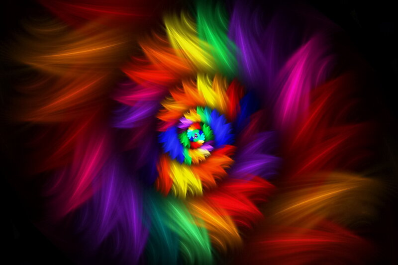 Colorful Spiral Pattern — Red, Vibrant, Abstract, Colors, Dark Background