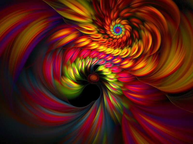 Colorful Spiral Pattern — Red, Vibrant, Abstract, Colors, Fractal