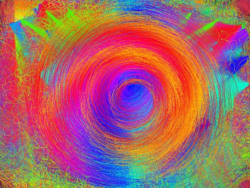 Colorful Spiral Pattern — Red, Vibrant, Abstract, Lines