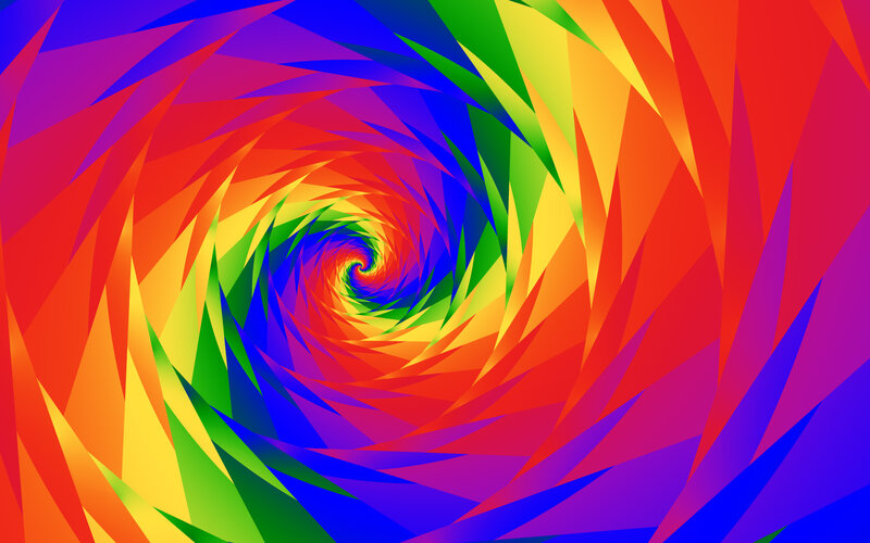 Colorful Spiral Pattern — Red, Vibrant, Abstract, Rainbow Colors, Blue