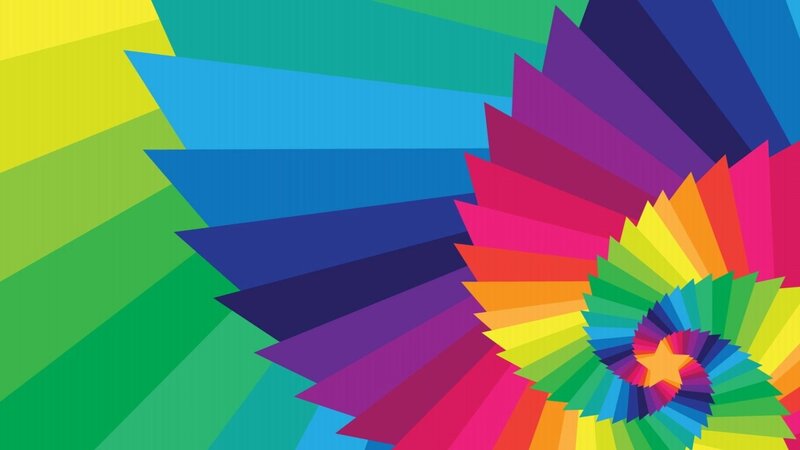 Colorful Spiral Pattern — Red, Vibrant, Abstract, Rainbow Colors, Geometric Shapes