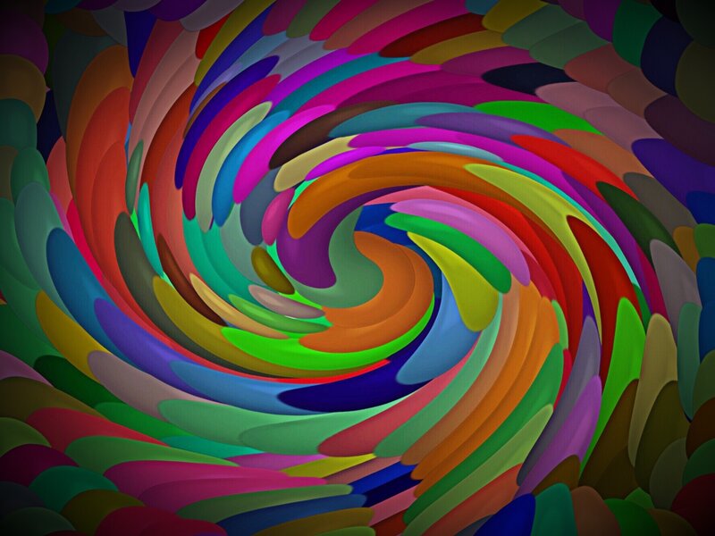 Colorful Spiral Pattern — Red, Vibrant, Digital Art, Swirls