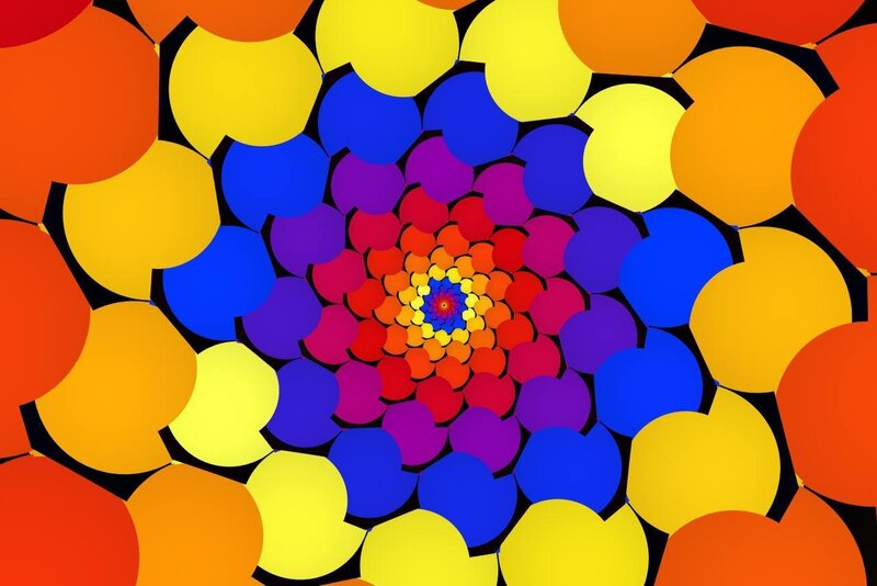 Colorful Spiral Pattern — Yellow, Vibrant, Abstract, Circles