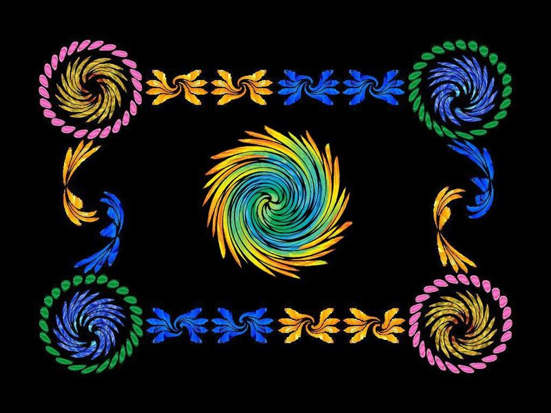 Colorful Spiral Patterns — Black, Vibrant