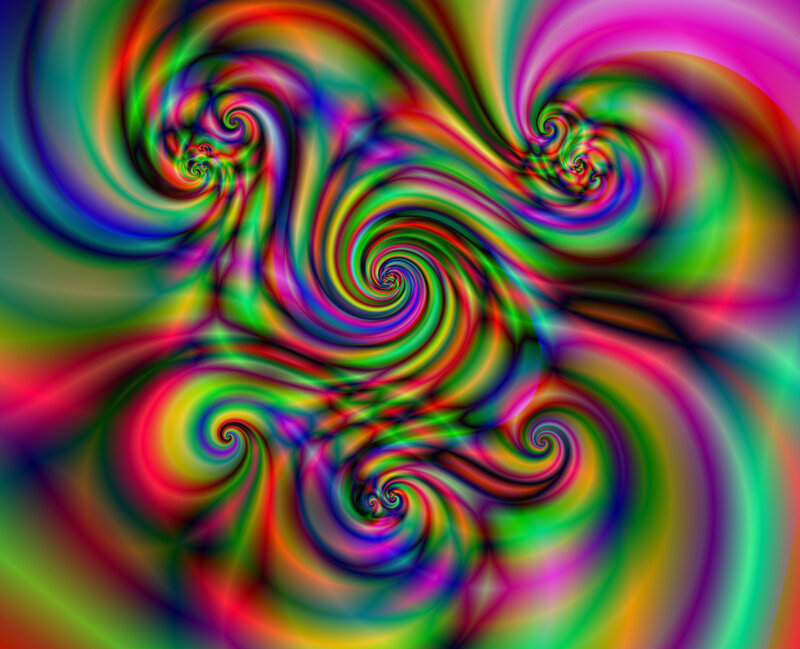 Colorful Spiral Patterns — Green, Hypnotic