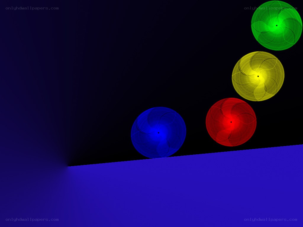 Colorful spiral patterns on dark background