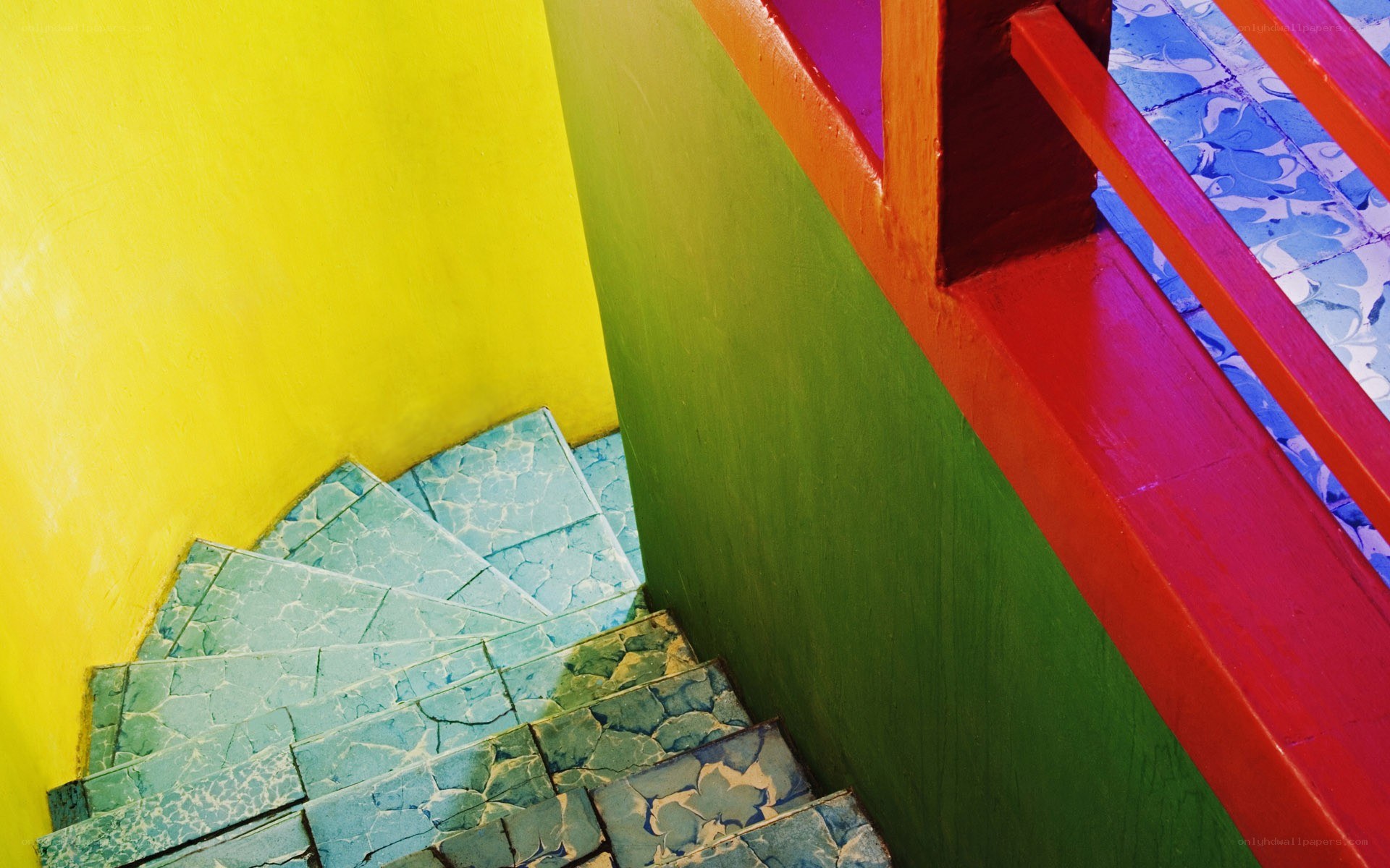 Colorful spiral staircase