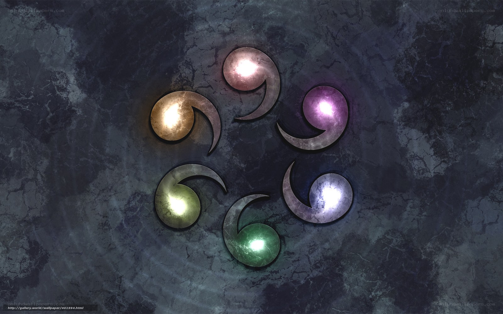 Colorful spiral symbols on stone