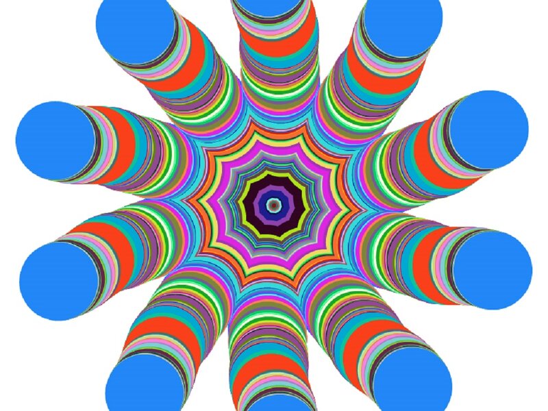 Colorful Spiral Tunnel — Blue, Hypnotic, Abstract, Star