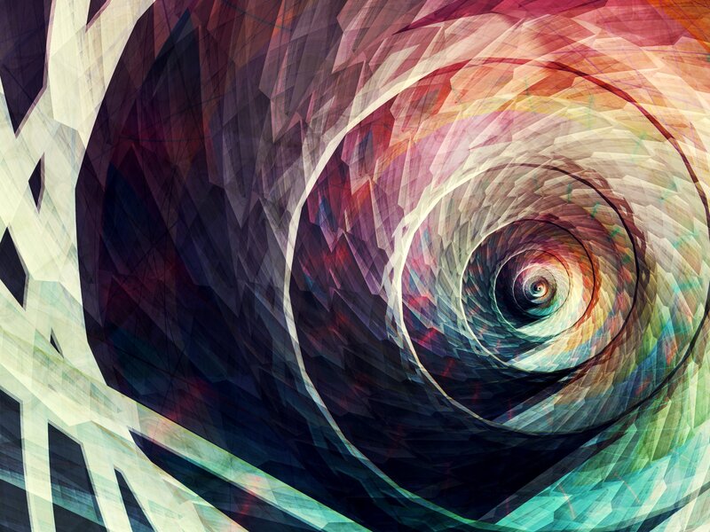 Colorful Spiral Tunnel — Red, Hypnotic, Abstract, Geometric