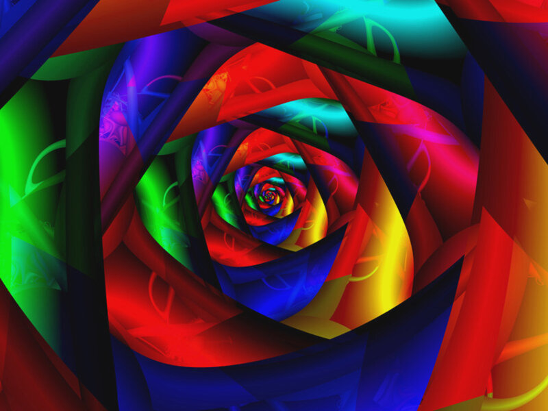 Colorful Spiral Tunnel — Red, Vibrant, Abstract