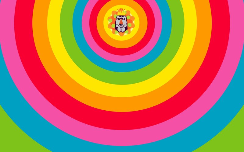 colorful spiral with face