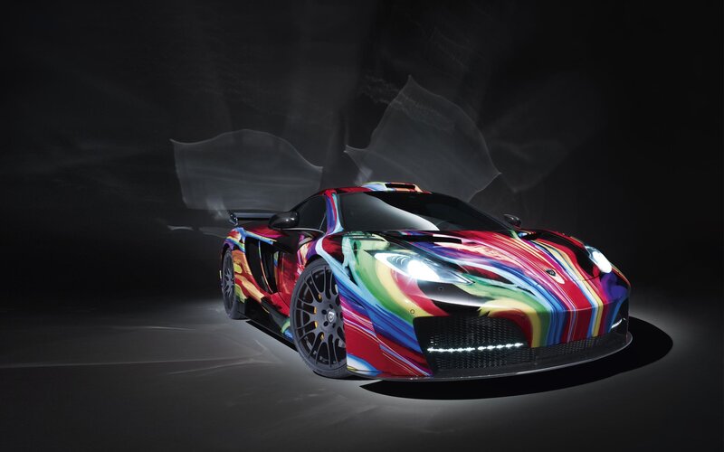 Colorful Sports Car — Black, Dramatic, Photograph