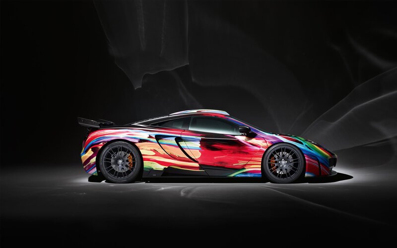 colorful sports car on dark background