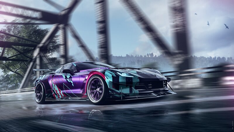 Colorful Sports Car — Purple, Dynamic
