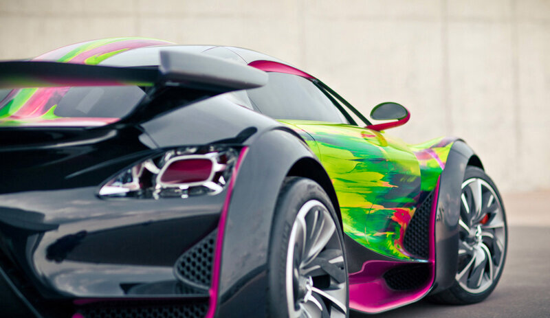 colorful sports car rear view
