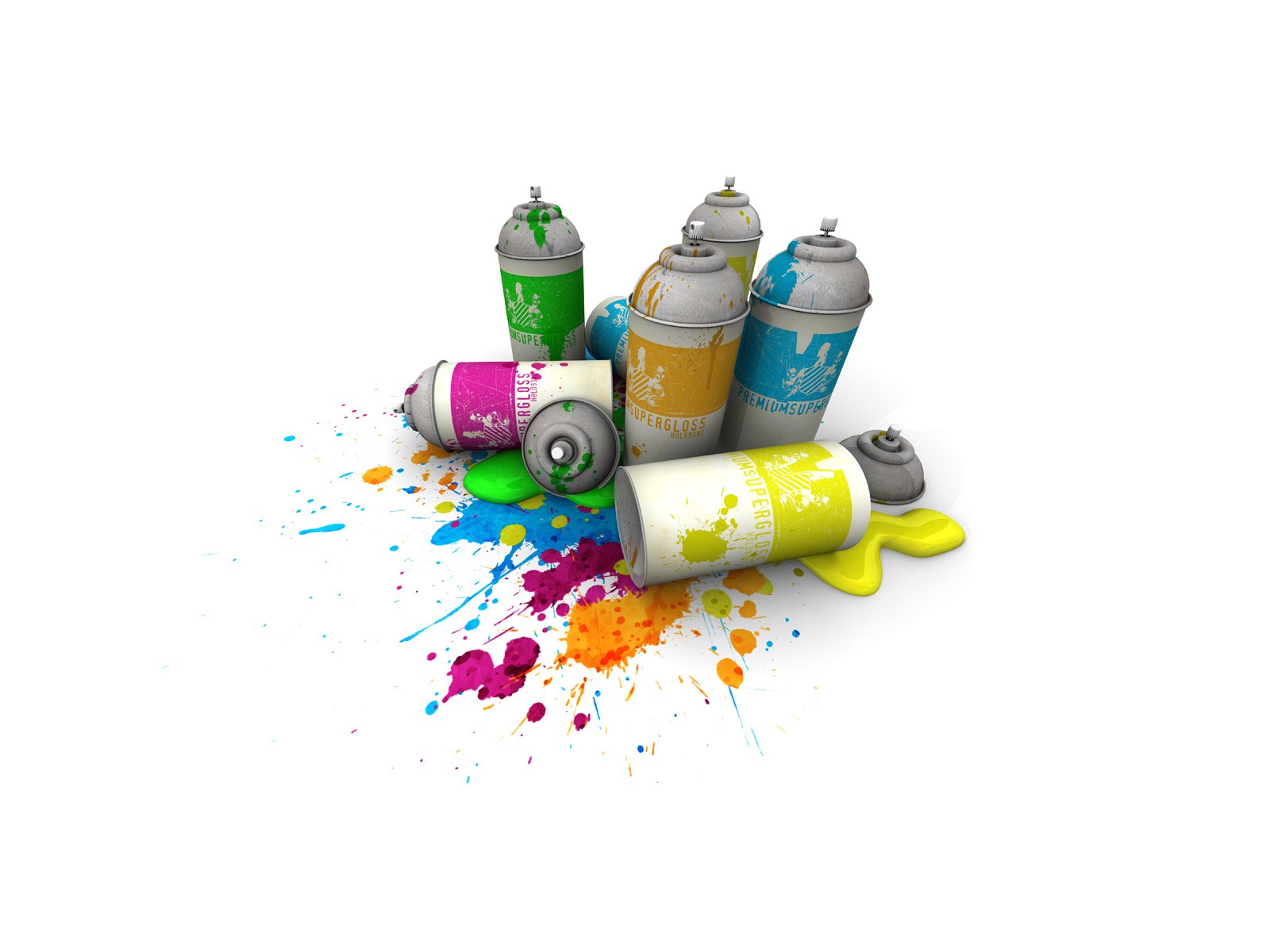 Colorful spray paint cans