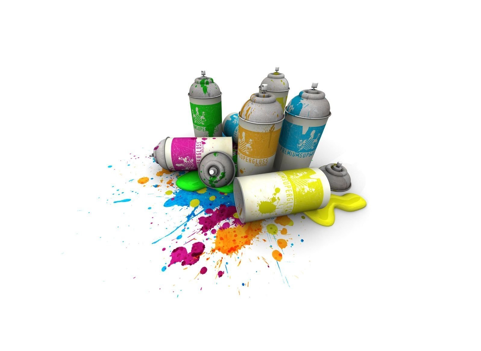 Colorful spray paint cans