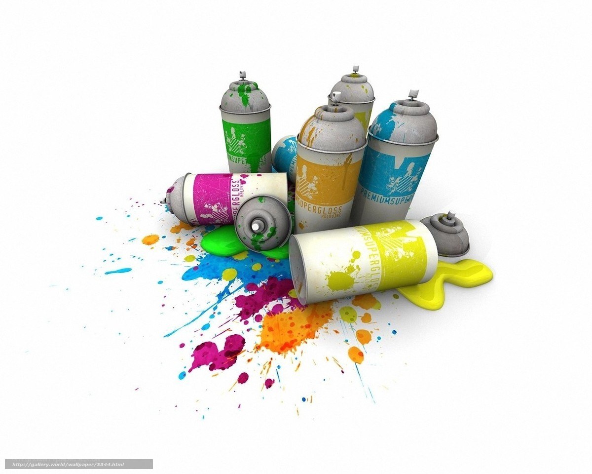 Colorful spray paint cans