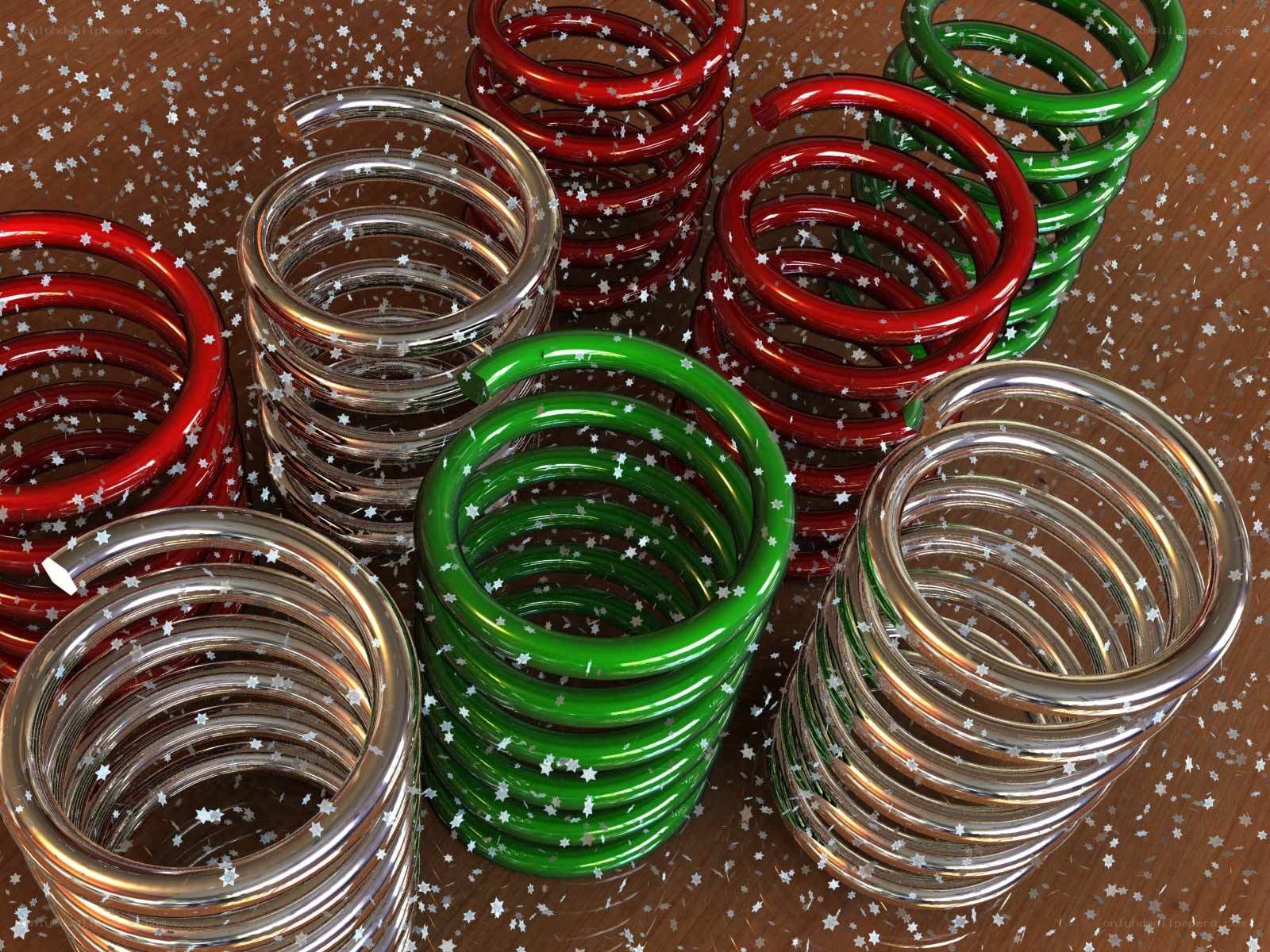 Colorful springs on a starry surface