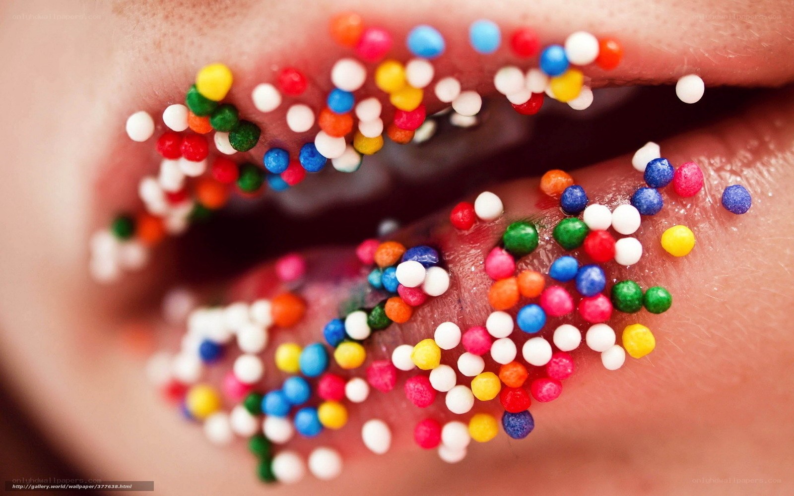 colorful sprinkles on lips
