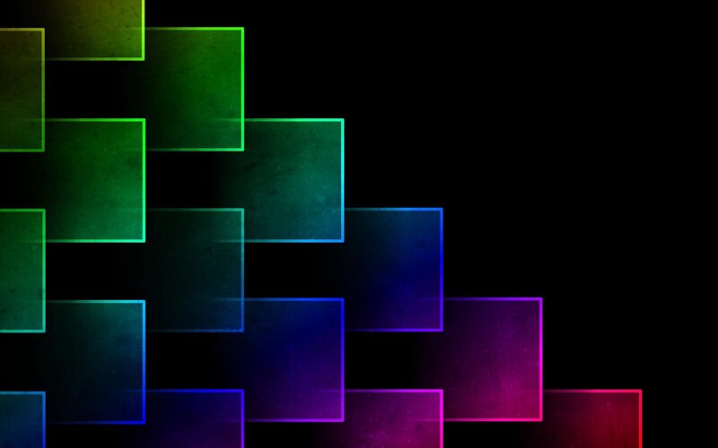 Colorful Squares on Black — Green, Dynamic
