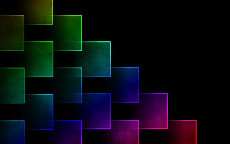 Colorful Squares on Black — Green