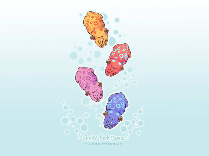 Colorful squid illustration
