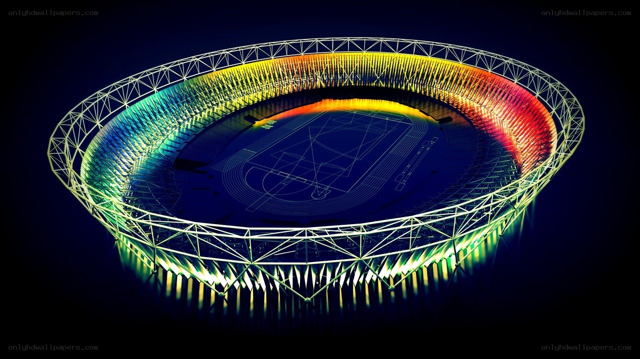 colorful stadium at night