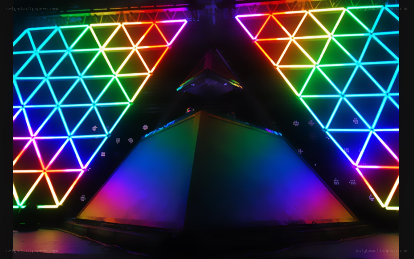 colorful stage with geometric lights
